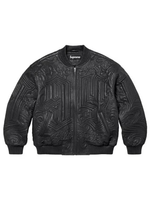 슈프림 미스터 카툰 자수 레더 자켓 블랙 24FW Supreme Mister Cartoon Embroidered Leather Jacket Black 24FW