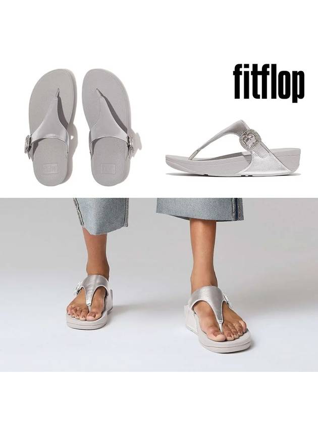 핏플랍 슬리퍼 루루 크리스탈 버클 가죽 쪼리 실버