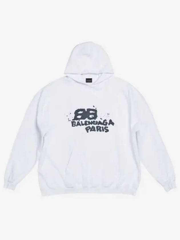 W 발렌시아가 핸드 드로운 BB 아이콘 후디 라지 핏 화이트 W Balenciaga Hand Drawn BB Icon Hoodie Large Fit White
