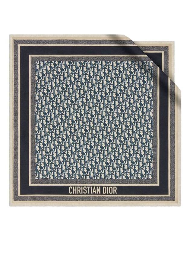 디올 오블리크 스퀘어 실크 트윌 스카프 네이비