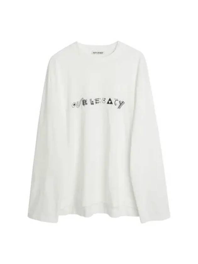 아워레가시 박스 롱슬리브 티셔츠 화이트 앱스트랙트 자수 Our Legacy Box Long Sleeve T Shirt White Abstract Embroidery