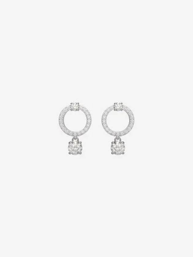 W 스와로브스키 어트랙트 후프 이어링 화이트 로듐 플래팅 W Swarovski Attract Hoop Earring White Rhodium Plated
