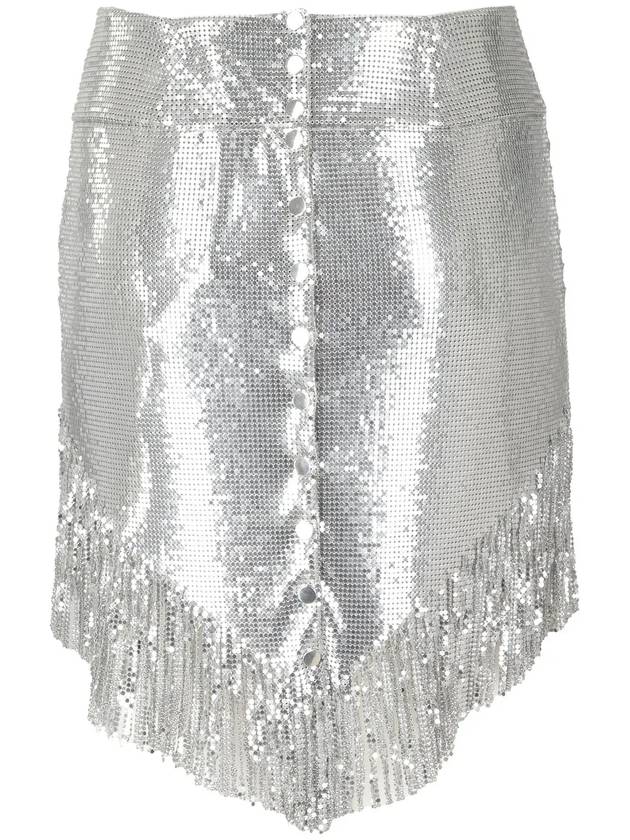 Paco Rabanne 비대칭 밑단 프린지 미니 스커트 23SIJU338MH0154_P040
