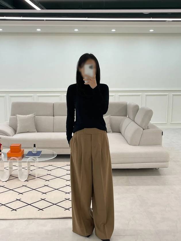 24FW 막스마라 CARMEN 플란넬 와이드레그 팬츠 008 카멜