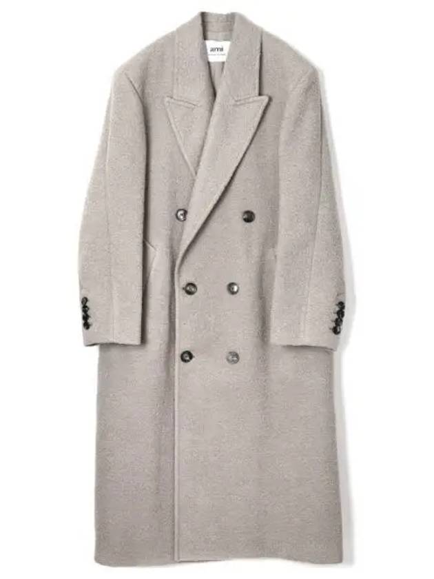 아미 브레스티드 오버사이즈핏 롱 더블 코트 베이지