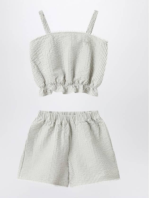 Il Gufo Granite-coloured set in striped seersucker