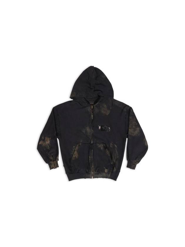 발렌시아가 헤비 디스트로이드 미디엄 플리스 후드집업 블랙