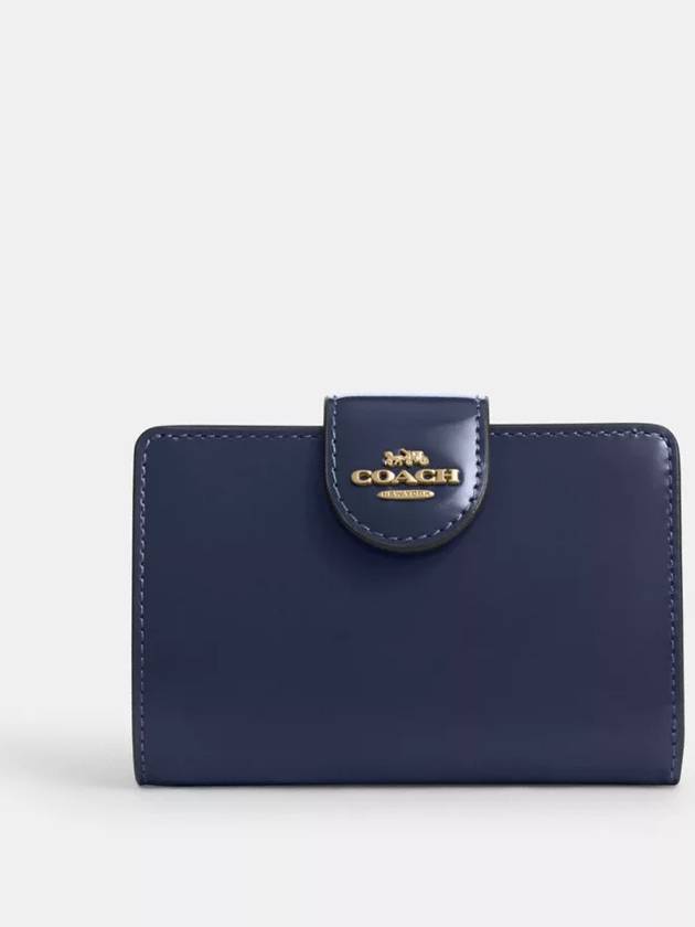코치 미디엄 코너 지퍼 지갑 Gold True Navy
