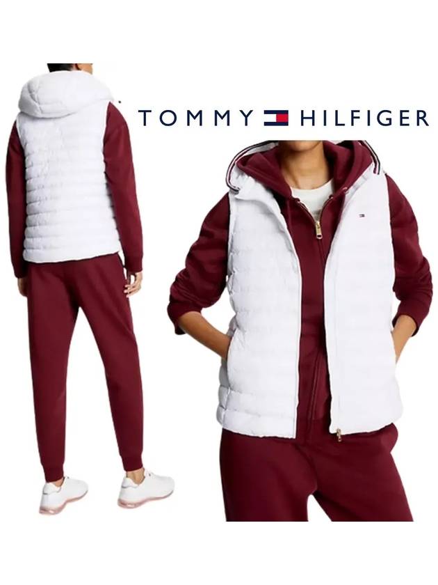 타미힐피거 여성 경량 탑 탈부착 후드 베스트 조끼 화이트