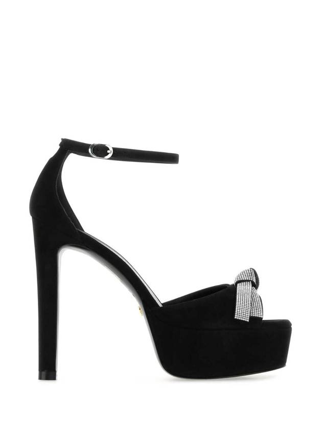 STUART WEITZMAN 블랙 스웨이드 Discoplatform 샌들 SD117 BLK