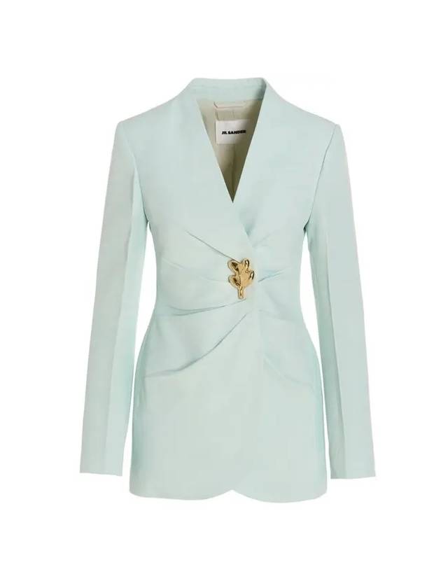 질샌더 여성 드레이프 카라리스 블레이저 자켓 스카이블루