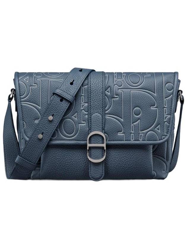 디올 미디움 디올 데일리 메신저 백 플랩 디올 그래비티 아웃라인 레더 앤 그레인드 카프스킨 네이비 블루 1ESPO376LGP H578