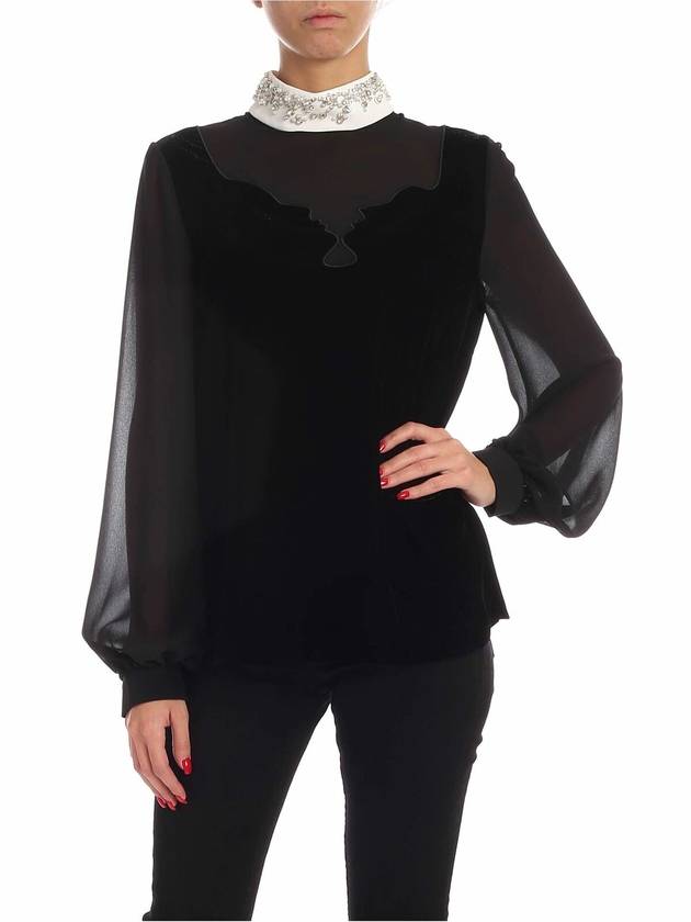 Vivetta Jewel collar velvet blouse