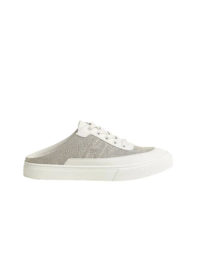 에르메스 킵 H 캔버스 카프스킨 스니커즈 뮬 프루누아 블랑