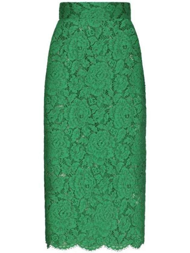 돌체앤가바나 플로럴 레이스 하이웨이스트 미디 스커트  F4B7ITFLRE1