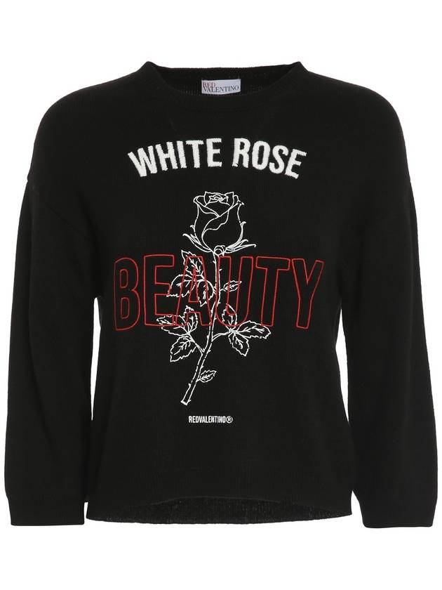 Valentino Red Rose embroidery wool jumper