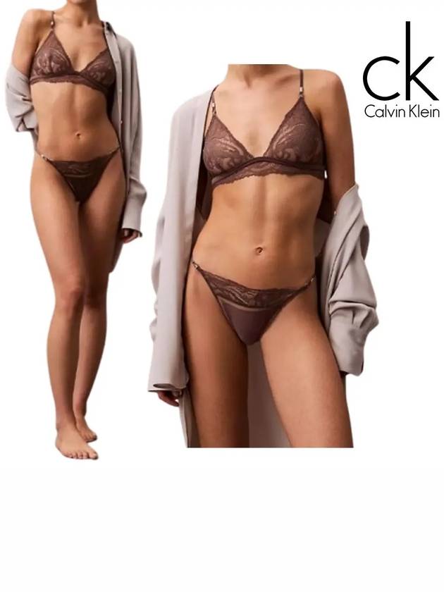 캘빈클라인 언더웨어 여성 플로럴 레이스 끈팬티 퍼플