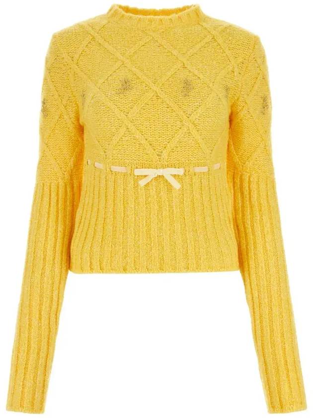 Cormio 플로럴 자수 니트 점퍼 OMA5_YELLOW