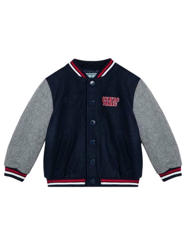 겐조 키즈 울 블렌드 봄버 자켓 네이비 그레이