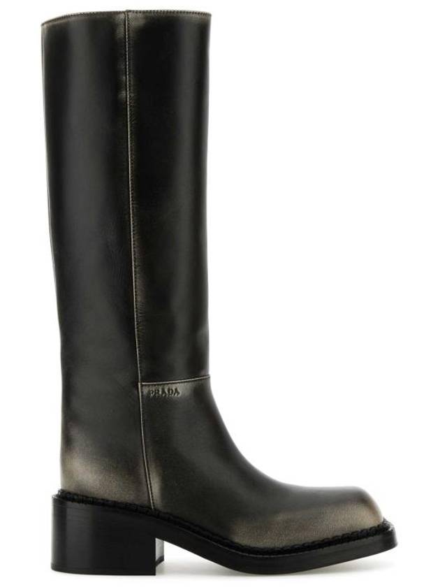 프라다 레더 미들부츠 블랙