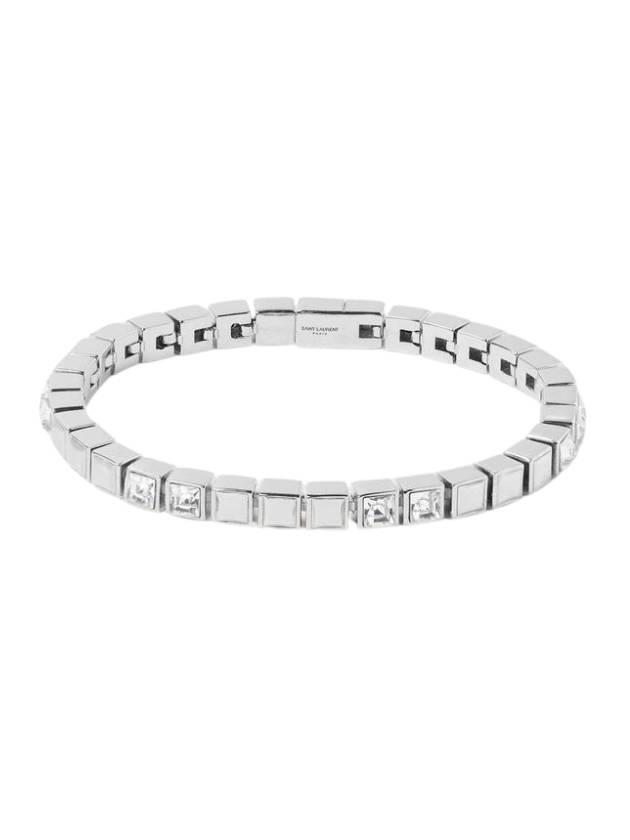 생로랑 라인스톤 테니스 메탈 크리스탈 팔라디움 팔찌 실버