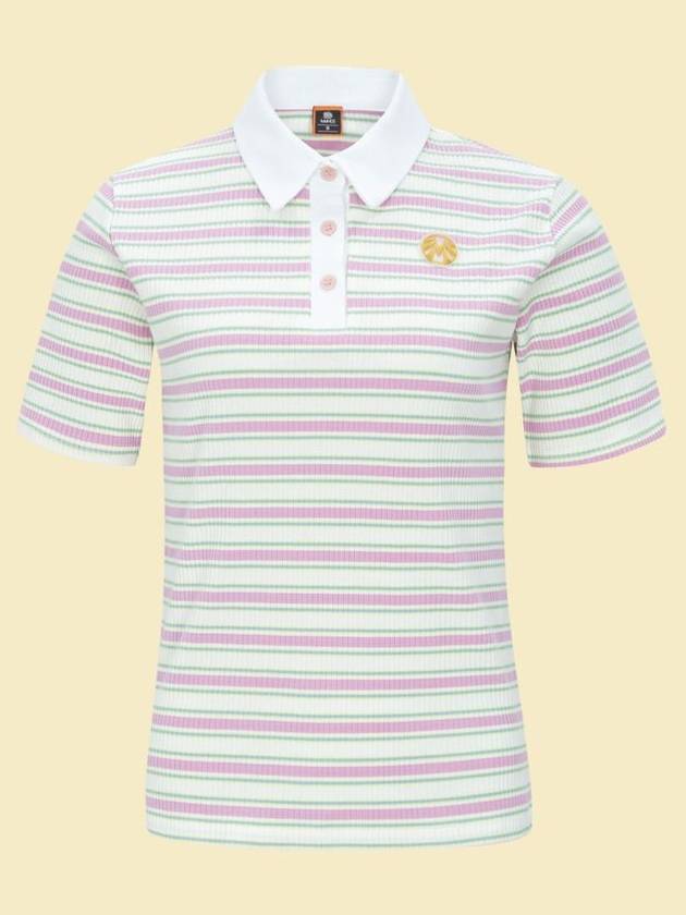 마헤스 여성 반팔 티셔츠 골드라벨 골지스트라이프 미들소매 카라티셔츠 GT60625