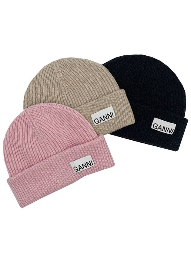 가니 비니 모자 겨울 여자 로고 패치 A4429 핑크 다크그레이 베이지 R