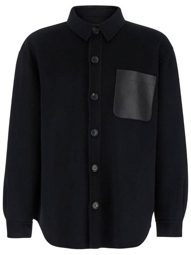 ARMA Black Oversized Shirt with Patch Pocket in Wool Man 01TG24602505BLACK