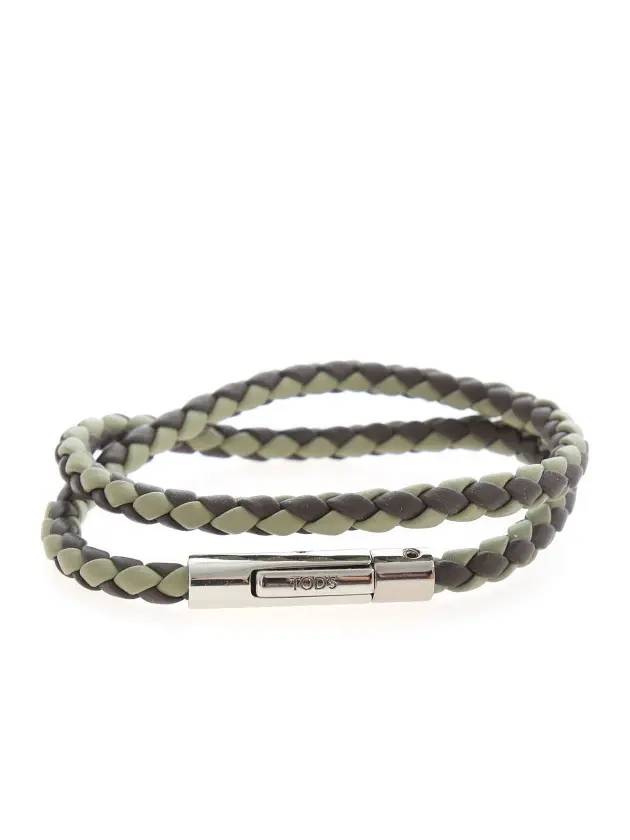 토즈 남성 마이컬러 위빙 레더 팔지 브라운 그린