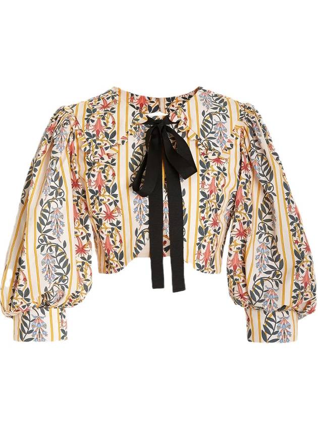 GRANATE BOW FLORAL COTTON CROP TOP