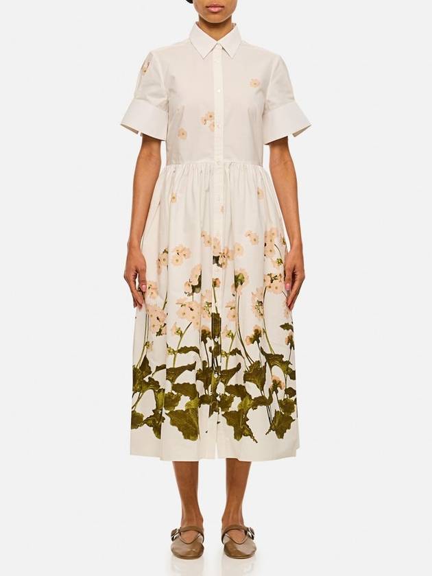 Erdem Heavy Cotton Poplin Short Sleeve Midi Shirt Dress
