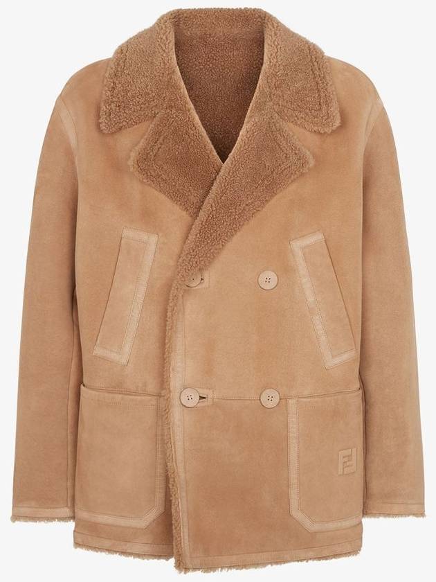 펜디 양가죽 블루종 더블 코트 브라운