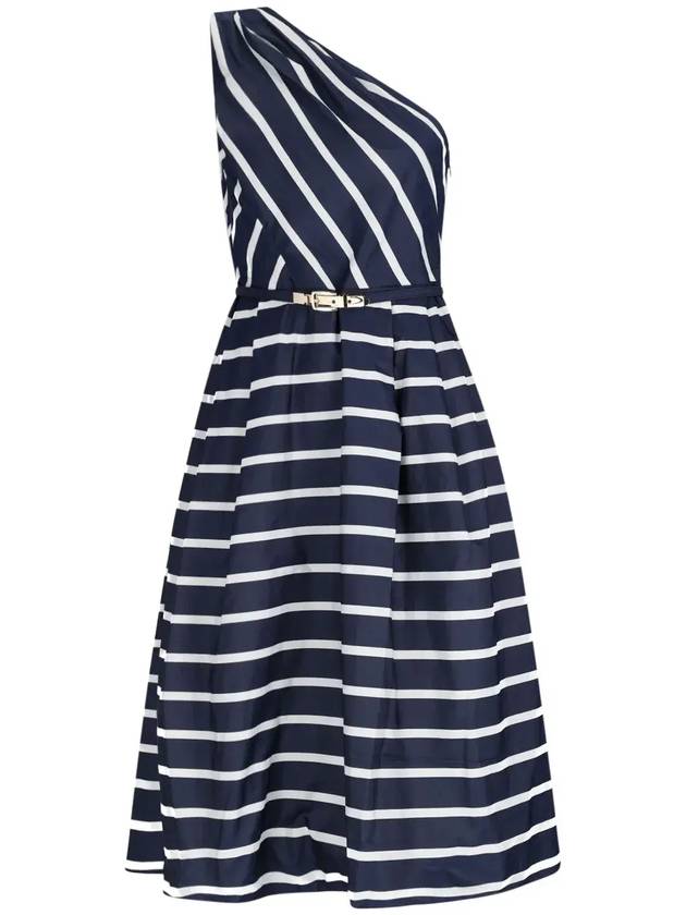 로렌 랄프 로렌 스트라이프 벨티드 원숄더 드레스 253957436_001REFINEDNAVYWHITE