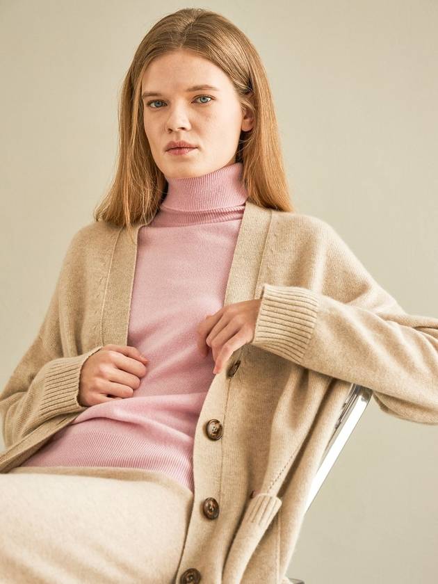 칼레이트 100% 캐시미어 V Neck 하프 카디건 베이지외 2 컬러