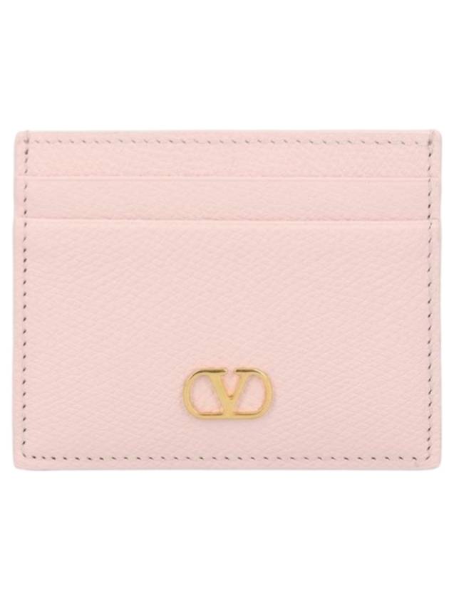 발렌티노 V로고 시그니처 카드 지갑 핑크