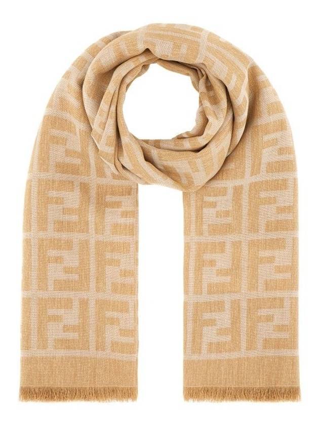 펜디 여성 FF 자카드 숄 샌드 코튼 스카프 실크와 울 FXT445AOJ0 F0UBY