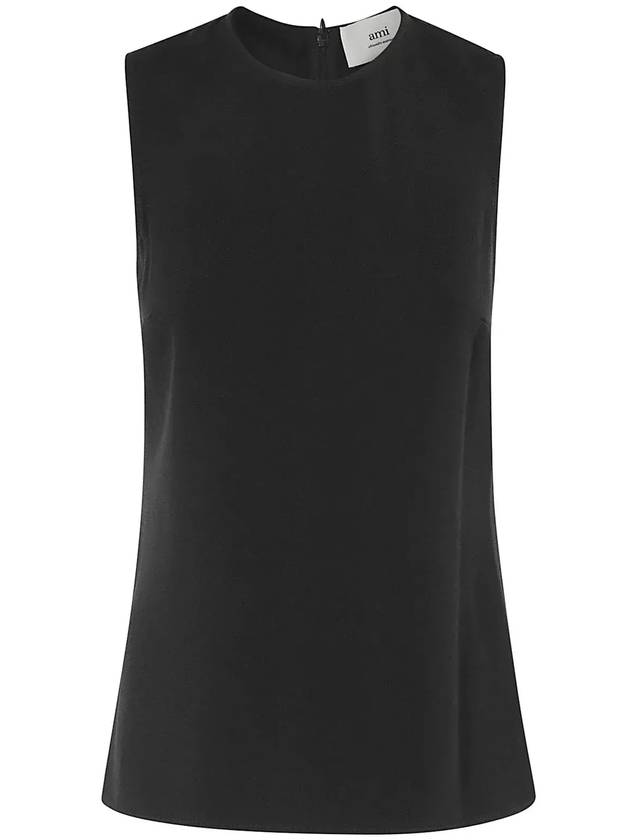 AMI 파리 민소매 지퍼 탑 FTK201AC0009094_BLACK001