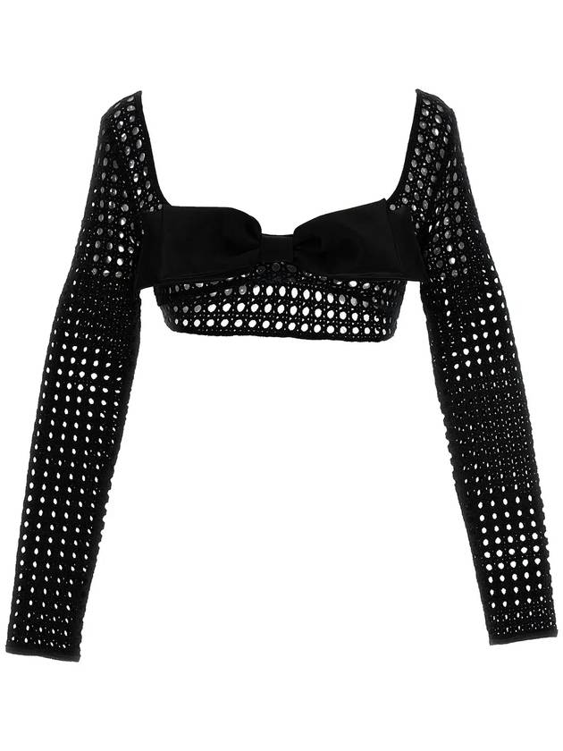 Giambattista Valli 보우 디테일 크롭 탑 23SSSVCM0M0238PEA_9999
