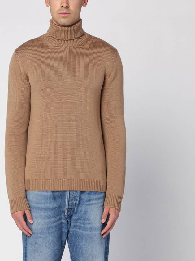Roberto Collina Camel merino wool turtleneck pullover
