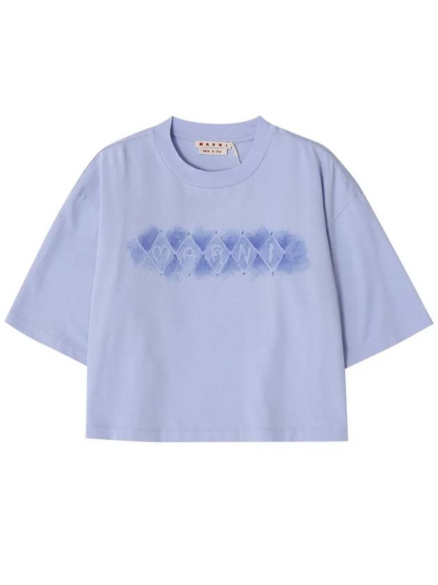 마르니 로고 크롭  반팔 티셔츠 퍼플