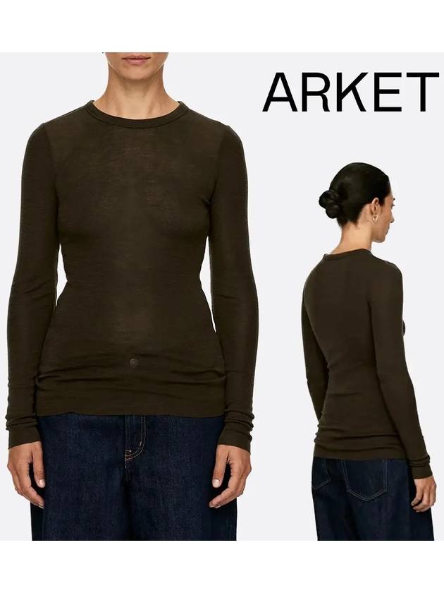 아르켓 니트 메리노울 리브 스웨터 브라운
