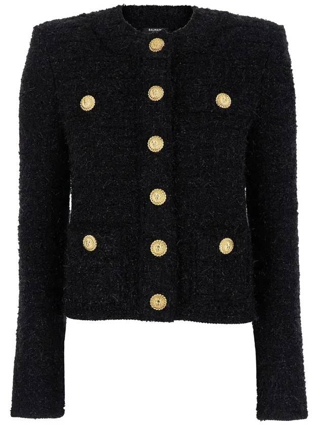 Balmain 버튼 트위드 재킷 DF1SK249KG43_0PA