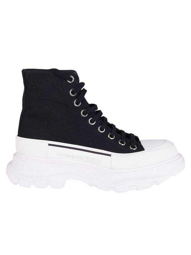 알렉산더 맥퀸 트레드 슬릭 레이스업 하이탑 스니커즈 화이트 블랙