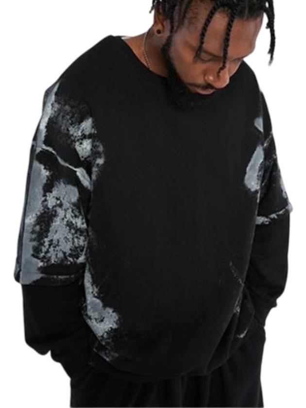 테네르 레이어드 사이트 페인트 맨투맨 블랙