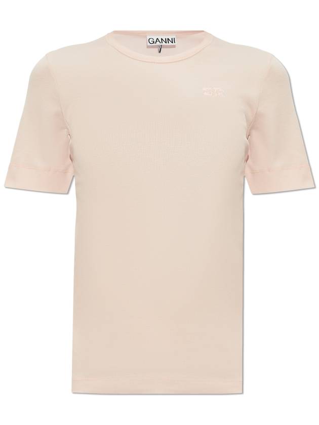 24FW 가니 여성 반팔 티셔츠 Ganni Striped T-shirt Women's Pink