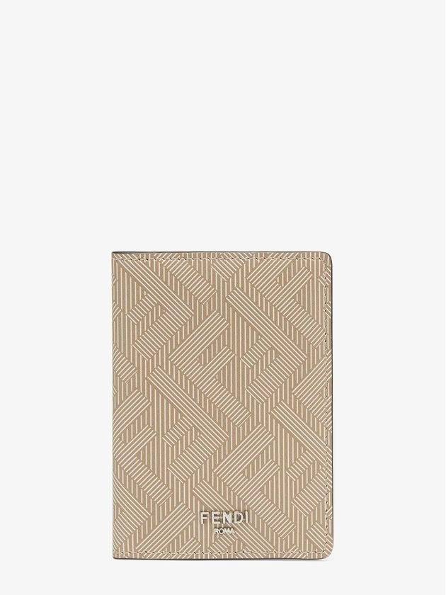 펜디 쉐도우 FF 로고 카드 지갑 베이지