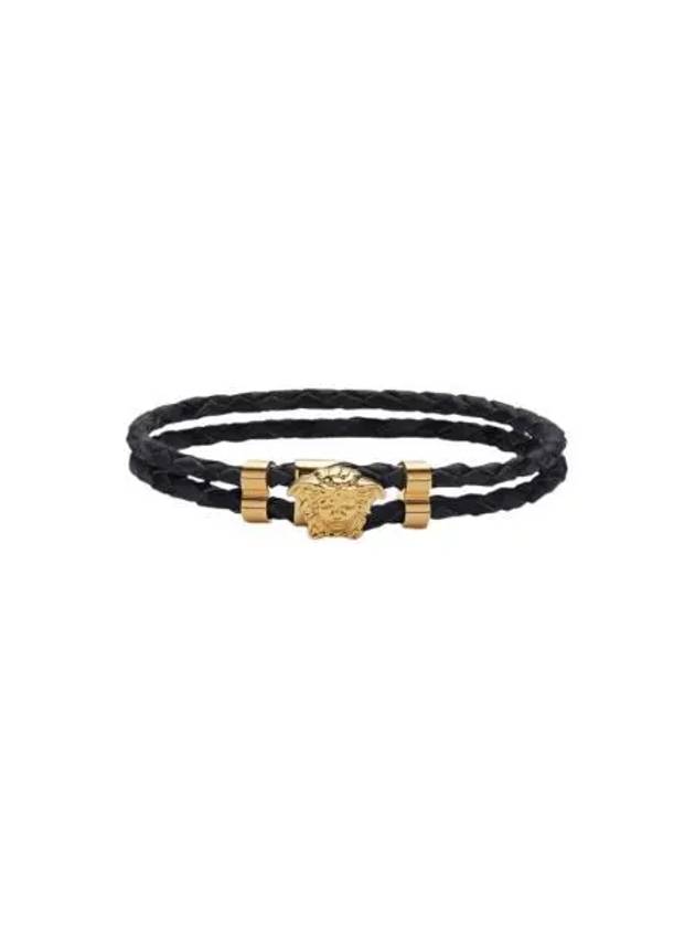 베르사체 메두사 브레이디드 레더 브레이슬릿 골드 Versace Medusa Braided Leather Bracelet Gold