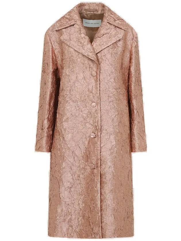 Dries Van Noten 크링클 이펙트 싱글 브레스티드 코트 2510102261428_350PEACH