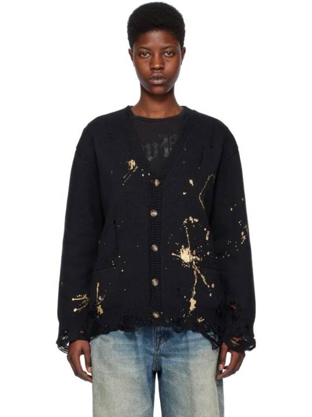 Black Paint Splatter Cardigan 241021F095002