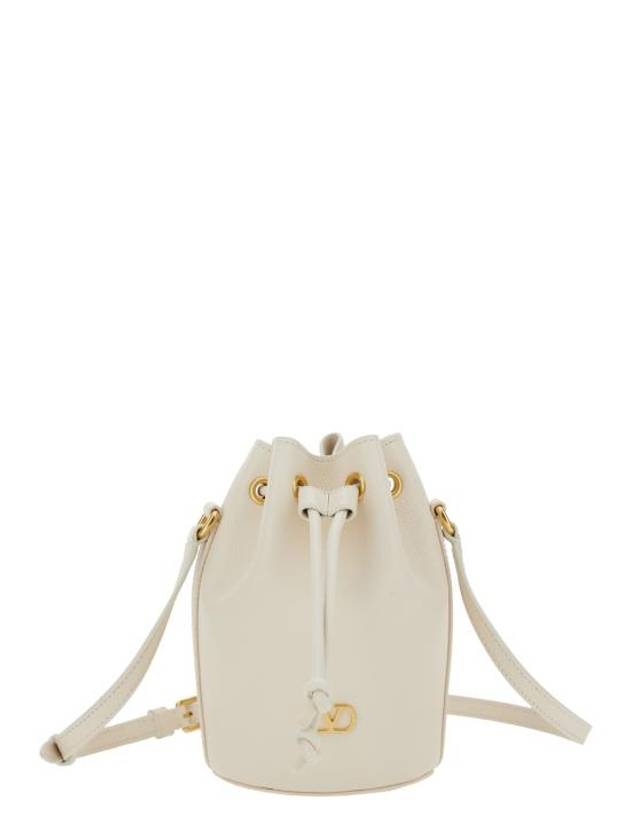 발렌티노 V로고 미니 레더 버킷 백 화이트